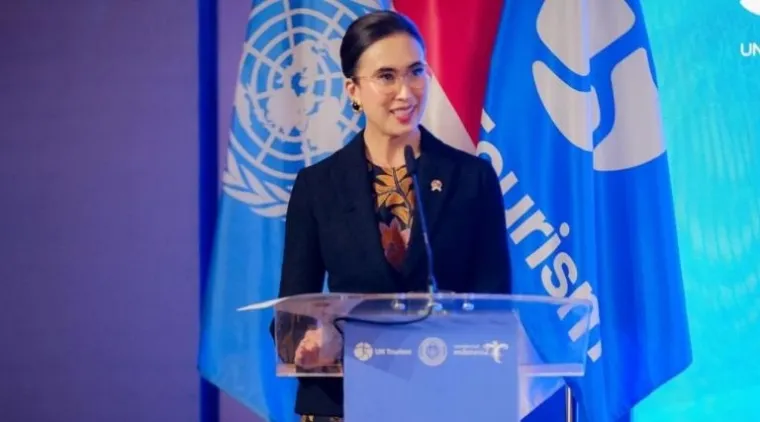 Menteri Pariwisata Widiyanti Putri Wardhana saat memberikan sambutan di acara Opening Ceremony of UN Tourism Regional Conference on Tourism Policy in Circular Economy, Jakarta. (Foto: Kemenpar)