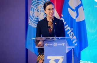 Menteri Pariwisata Widiyanti Putri Wardhana saat memberikan sambutan di acara Opening Ceremony of UN Tourism Regional Conference on Tourism Policy in Circular Economy, Jakarta. (Foto: Kemenpar)