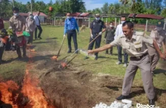 Petugas Balai Karantina Hewan Ikan dan Tumbuhan Sumatera Barat memusnahkan sejumlah komoditas ilegal asal Malaysia dan Singapura karena tidak melengkapi dokumen kekarantinaan di Kota Padang, Sumatera Barat, Rabu (2/7/2025). Antara/Fandi Yogari