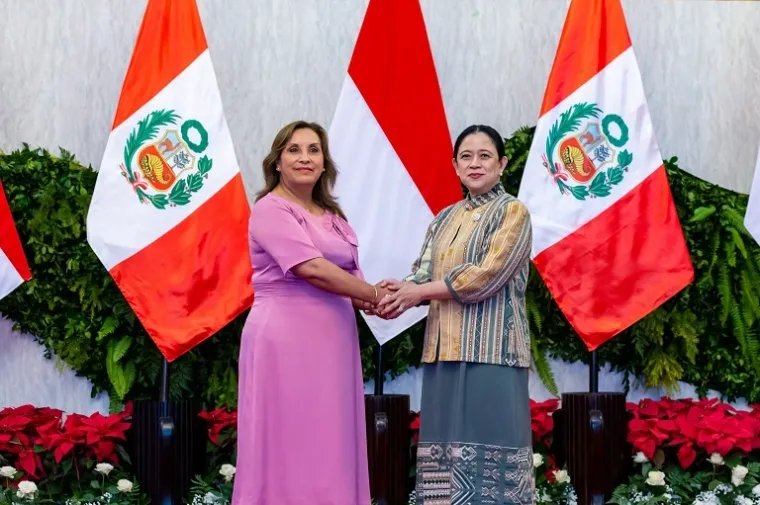 Ketua DPR RI Puan Maharani menerima Presiden Peru, Dina Ercilia Boluarte Zegarra, di Gedung DPR RI, Senayan. (Foto: Ist)