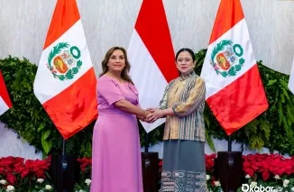 Ketua DPR RI Puan Maharani menerima Presiden Peru, Dina Ercilia Boluarte Zegarra, di Gedung DPR RI, Senayan. (Foto: Ist)