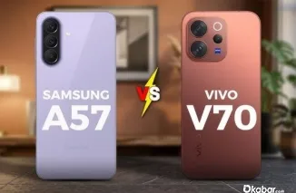 Perbandingan desain dan fitur Samsung Galaxy A57 dan Vivo V70 yang bersaing di segmen smartphone mid-range premium 2026. (Foto: Ist)