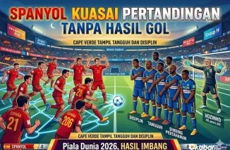Spanyol hanya mampu menguasai jalannya pertandingan tanpa hasil gol, sementara Cape Verde tampil disiplin dan tangguh hingga laga berakhir imbang di Piala Dunia 2026. (Foto: redaksi)