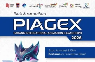 Wali Kota Padang Fadly Amran bersama Ketua Panitia PIAGEX 2026 Bayu R. Fajri saat memaparkan pelaksanaan Padang International Animation & Game Expo 2026 yang berlangsung 25--27 Juli di Gedung Bagindo Aziz Chan Youth Center. (Foto: Ist)