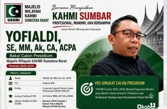 Yofialdi saat memaparkan visi-misi dan 5 pilar strategis kemajuan KAHMI Sumbar di hadapan tim seleksi. (Foto: Ist)