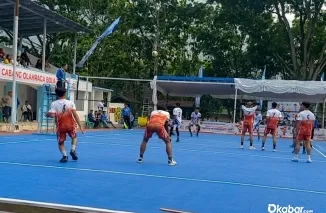 Tim voli putra Pasaman tampil gigih menundukkan Sawahlunto 3--2 di laga perdana Porprov XVI Sumbar. (Foto: Ist)